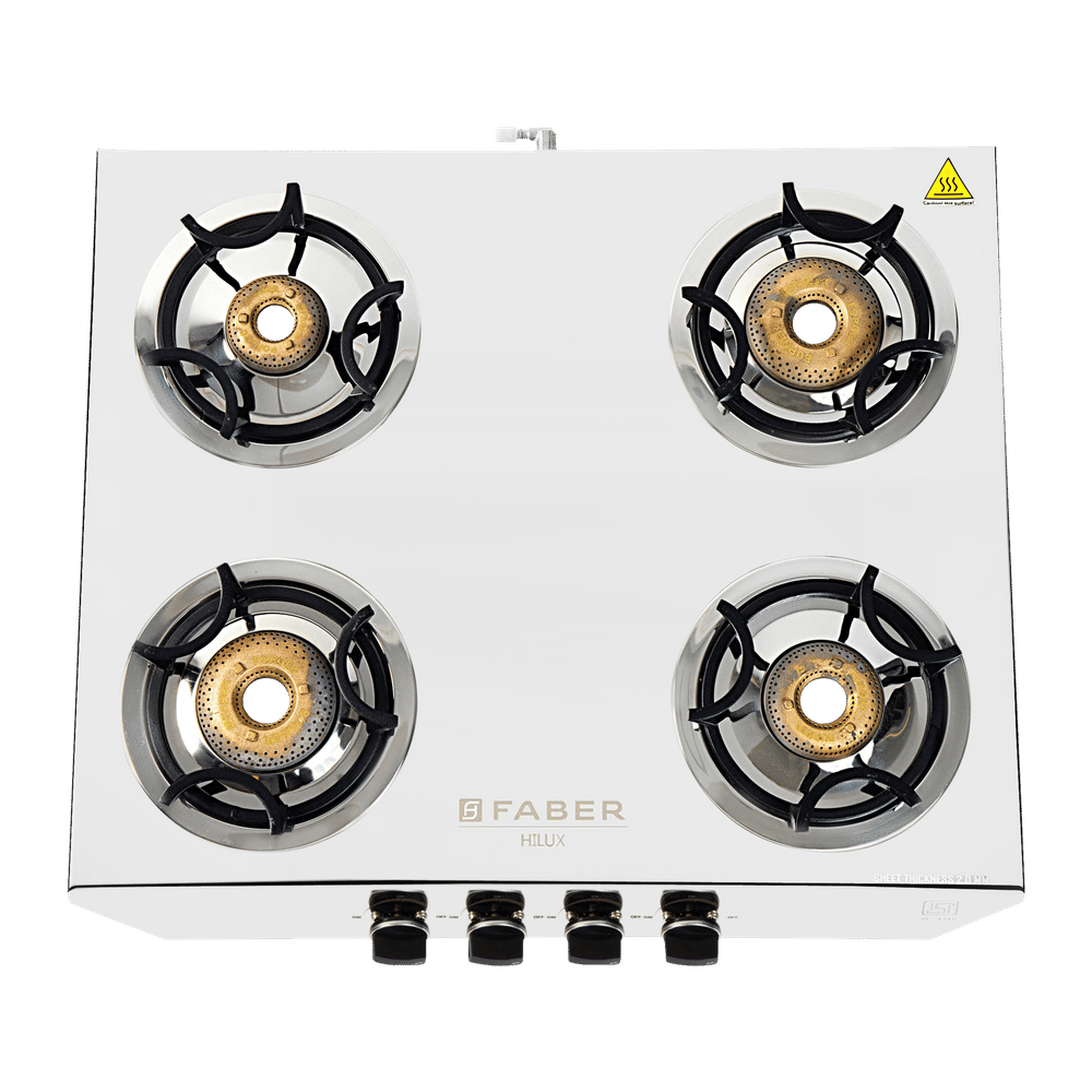 Buy Faber Hilux Max 4BB SS 4 Burner Manual Gas Stove (Black Diamond Coated Sturdy Pan Support